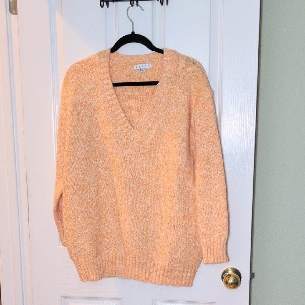 HYFVE Peach Marled V-Neck Pullover Sweater